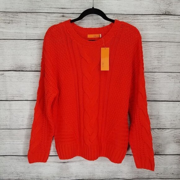 NEW One A Crew Neck Pullover Sweater Cable knit Long Raglan Sleeves NWT $78 - Picture 3 of 10